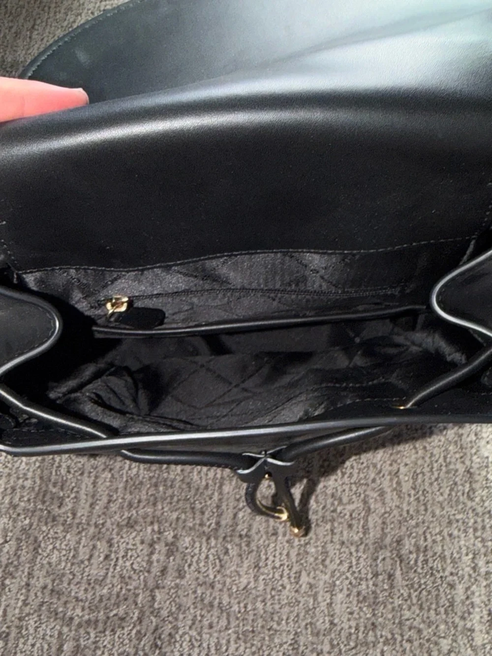 Michael Kors Black Leather Backpack with Gold Accents